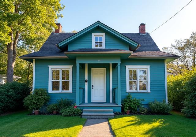 Den samme fasaden nymalt og med et friskt utseende og beskyttet kledning.