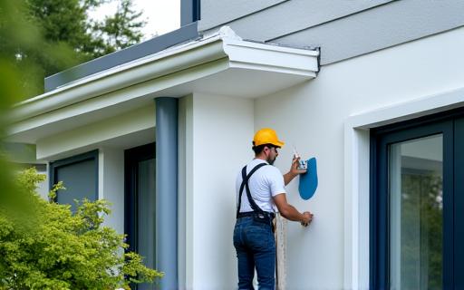 Symbol for utvendig maling. Maler en husfasade.